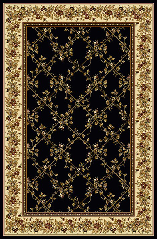 Radici Usa Noble Area Rug 1427 Black Floral Country