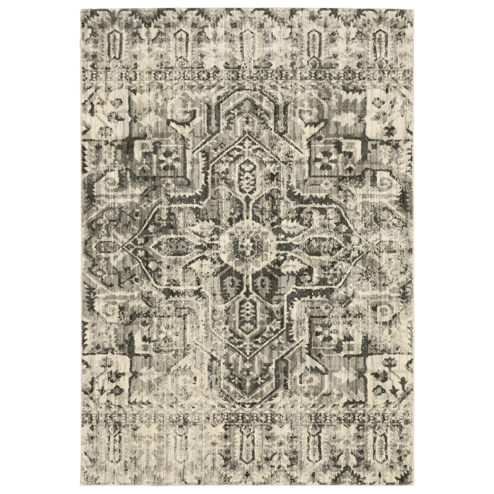 Sphinx Florence Area Rug 4333W Casual Charcoal Petals Faded