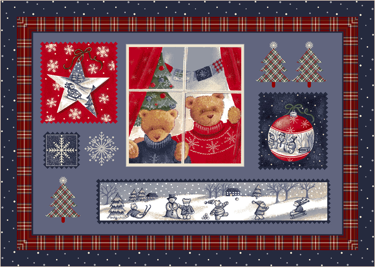 Milliken Seasonal Inspirations Area Rug Christmas Cuddles 00018 Beary Winter Teddy Bears