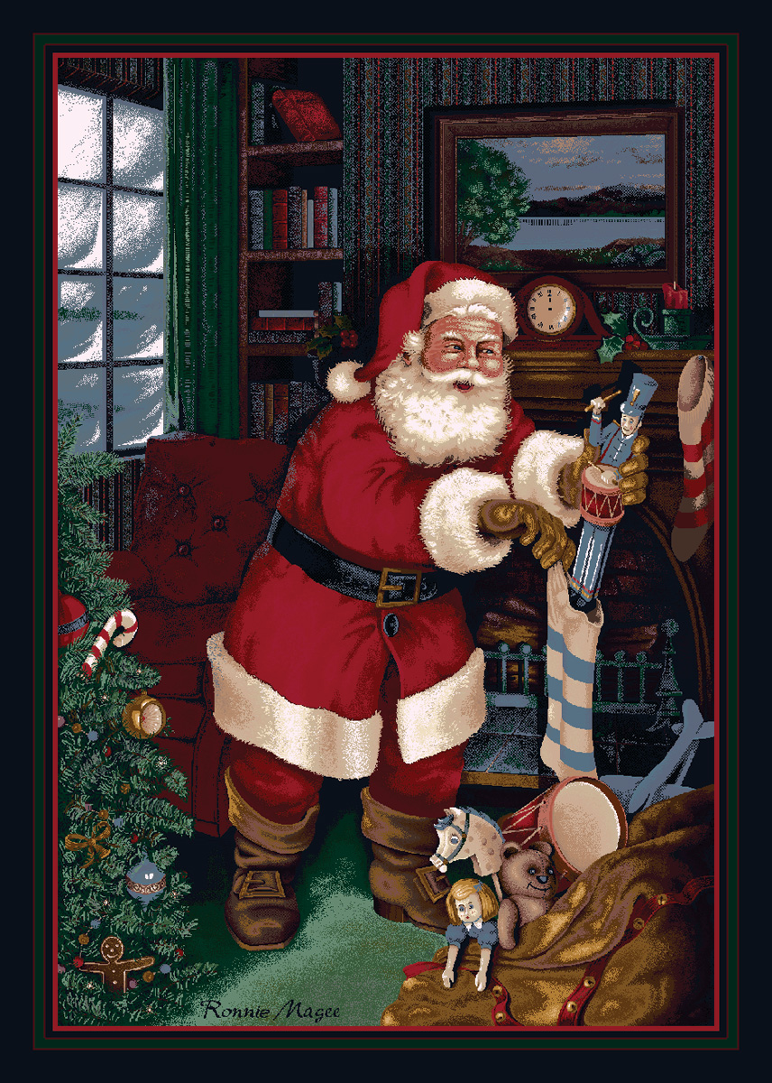 Milliken Seasonal Inspirations Area Rug Santa's Visit 01800 Kris Kringle Santa Stockings