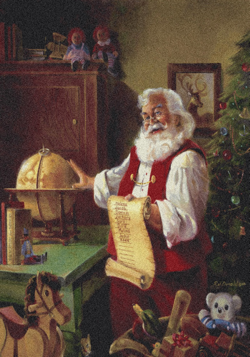 Milliken Seasonal Inspirations Area Rug Wish List 02005 Painterly Santa Claus Wish List