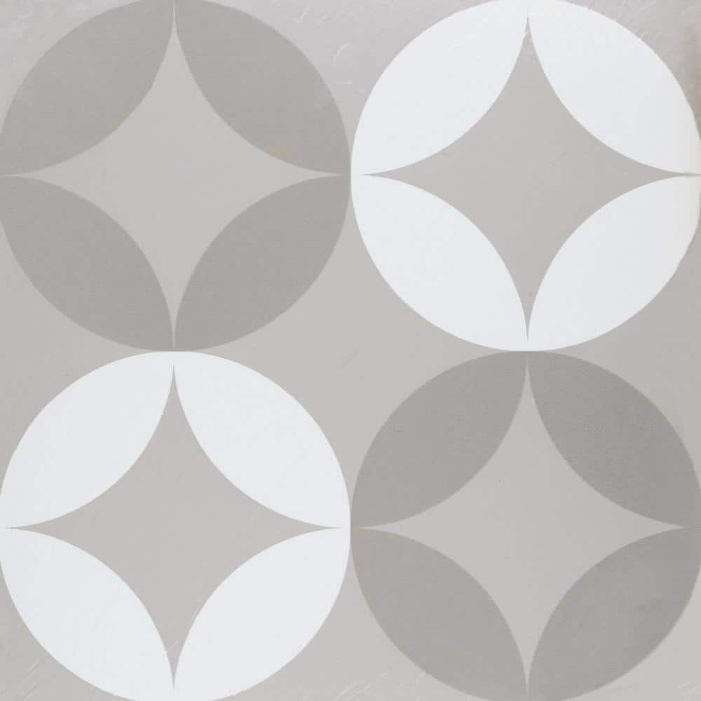 PowerSellerUSA Self-Stick Vinyl Modern Geometric 20-Pcs 1.5mm Thick Tiles, 12" x 12", White/Gray Stars