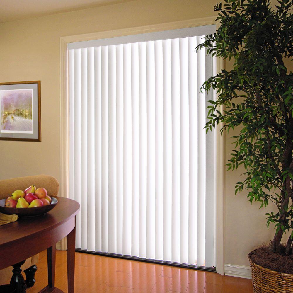 PowerSellerUSA Vertical Blinds for Patio Doors Window Blind Anti Static Vinyl Slats Design with Wand Controls
