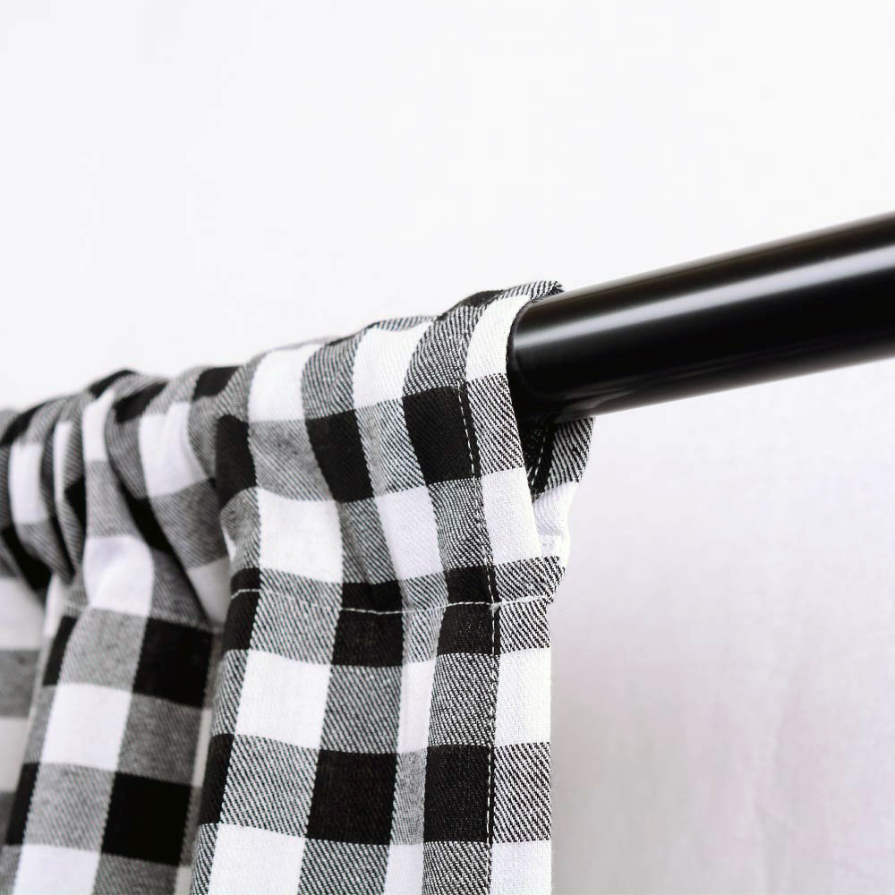 Woven Trends Window Curtain Tie-Up Shade Checked Plaid Gingham Kitchen Drapes (42" W x 63" L)