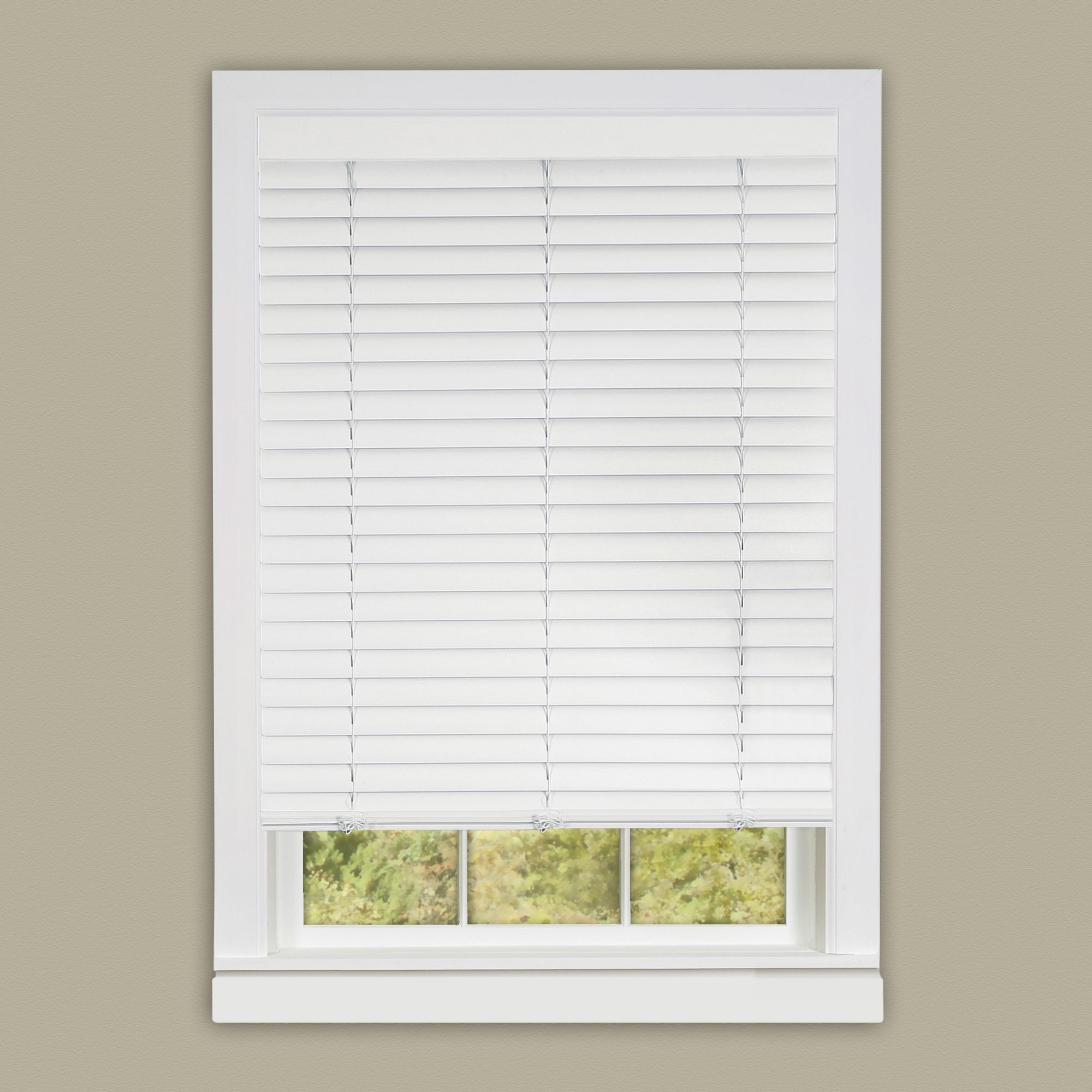 PowerSellerUSA Cordless Window Blinds, 2" Slats Vinyl Mini Blind, Premium Embossed Woodgrain, Anti-UV Window Treatment
