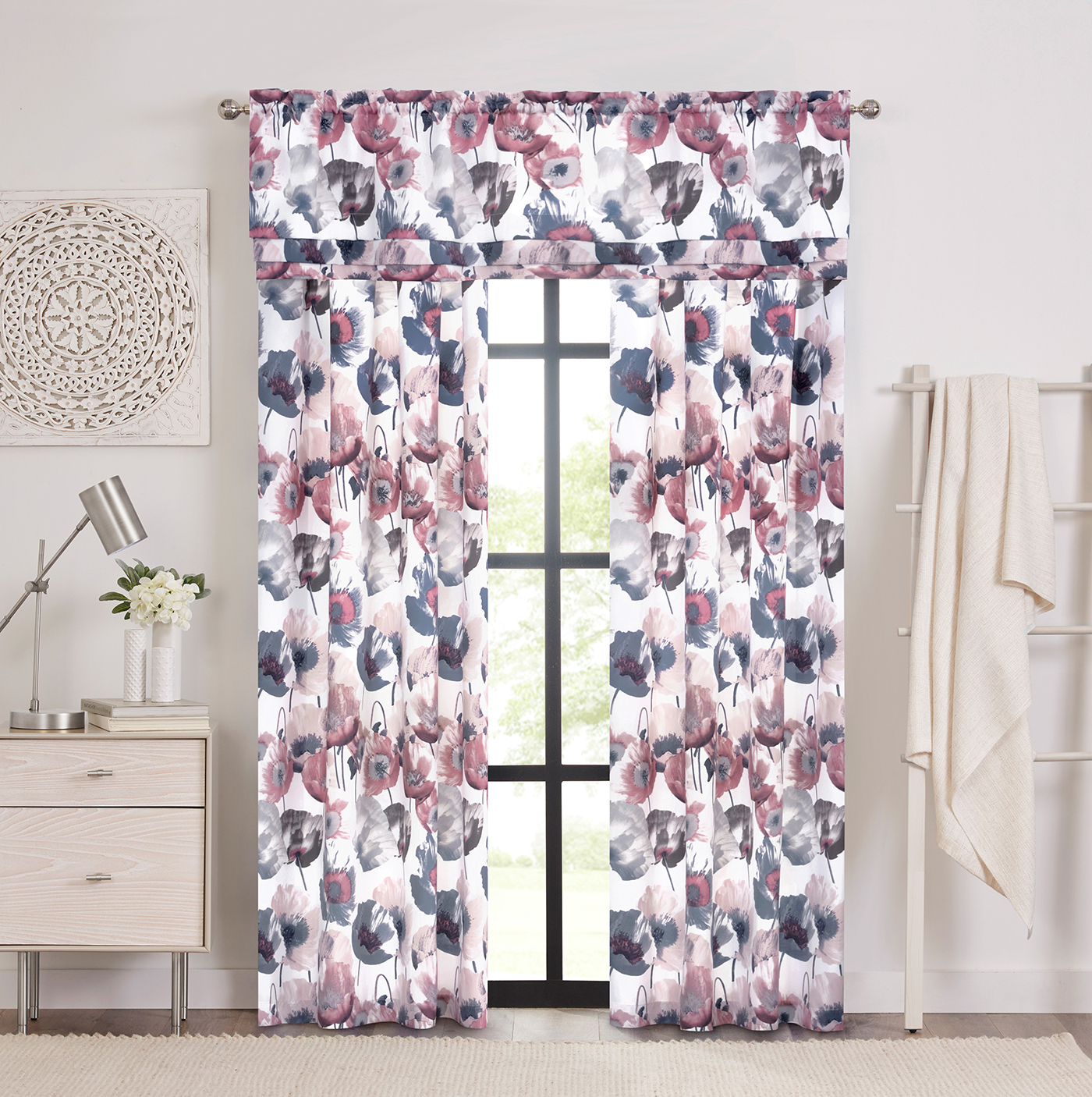 PowerSellerUSA Floral Modern Room Darkening Top Rod Pocket Window Curtain Valance Premium Synthetic Grommet Hanging