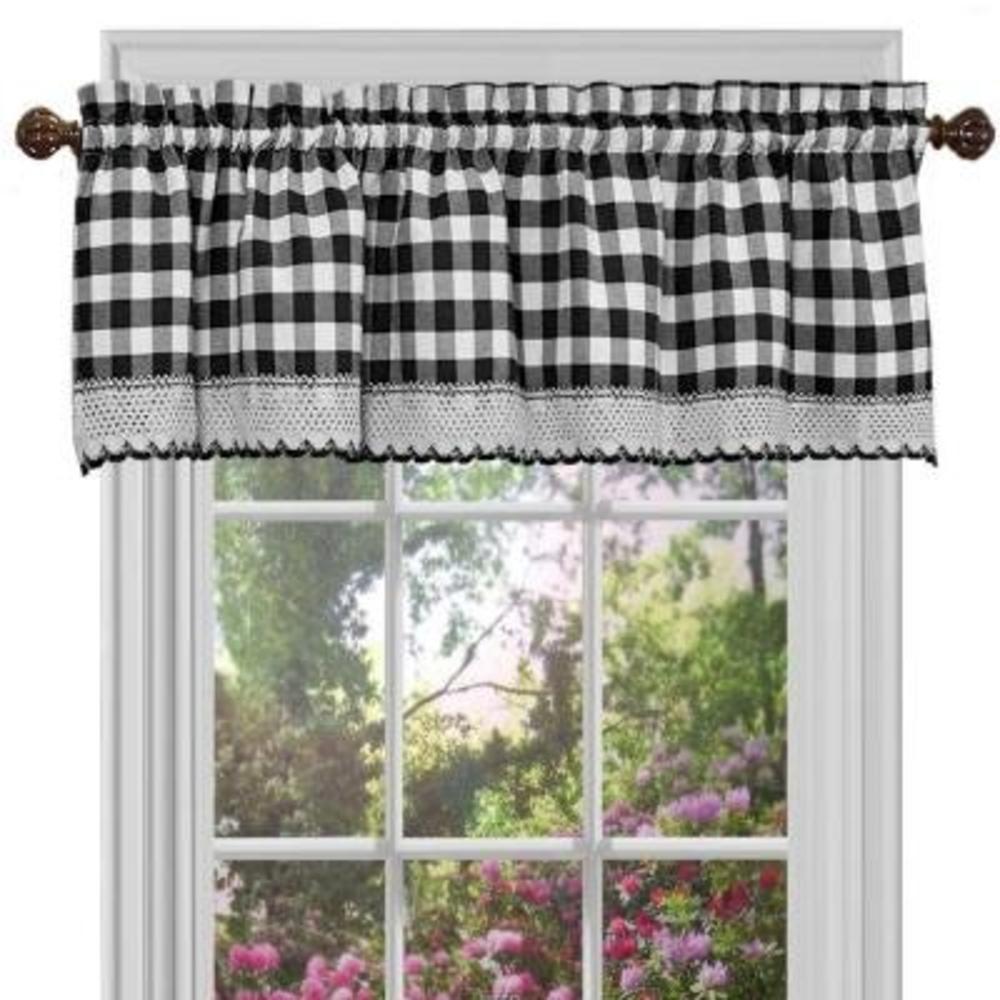 Woven Trends Checked Window Curtain Drape Plaid Buffalo Checker Kitchen, Tier Panels, Valance