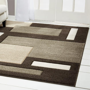 Area Rugs Contemporary Dark Brown Modern Area Rug Hand Carved Squares Abstract Carpet