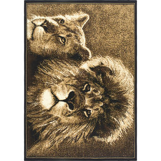 Area Rugs African Lion Lioness Big Cat Beige Area Rug King Of The