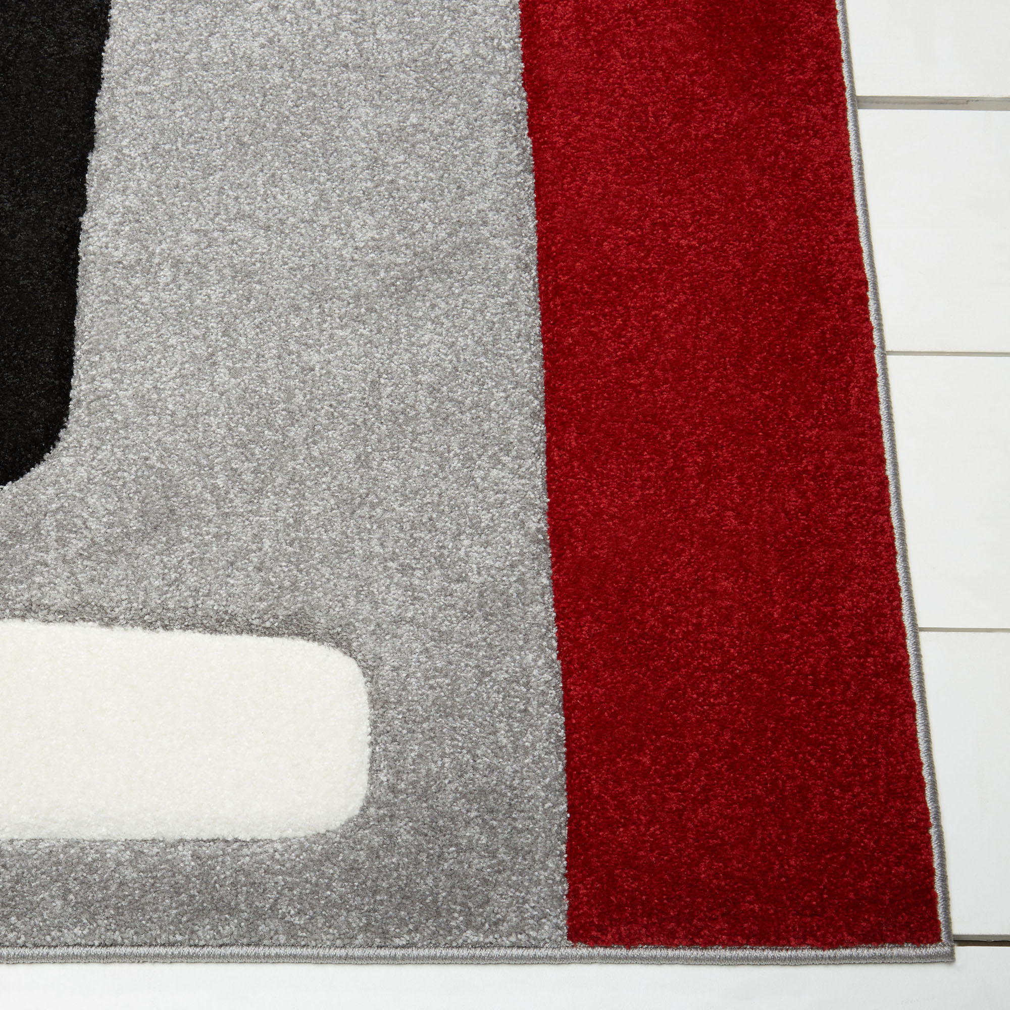 Area Rugs Black Red Hand Carved Area Rug Modern Geometric Shapes