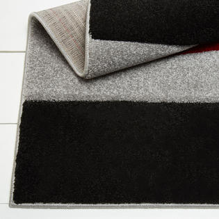 Area Rugs Black Red Hand Carved Area Rug Modern Geometric Shapes