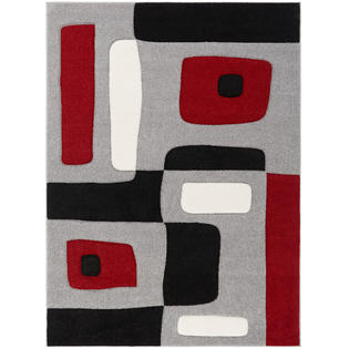 Area Rugs Black Red Hand Carved Area Rug Modern Geometric Shapes