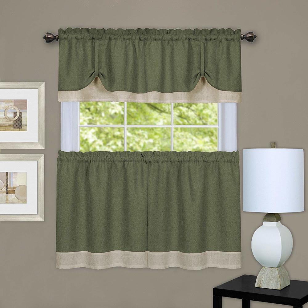 Collections Etc Darcy Two-tone Rod Pocket CafÃ© Curtain Tiers - 2 Piece Set