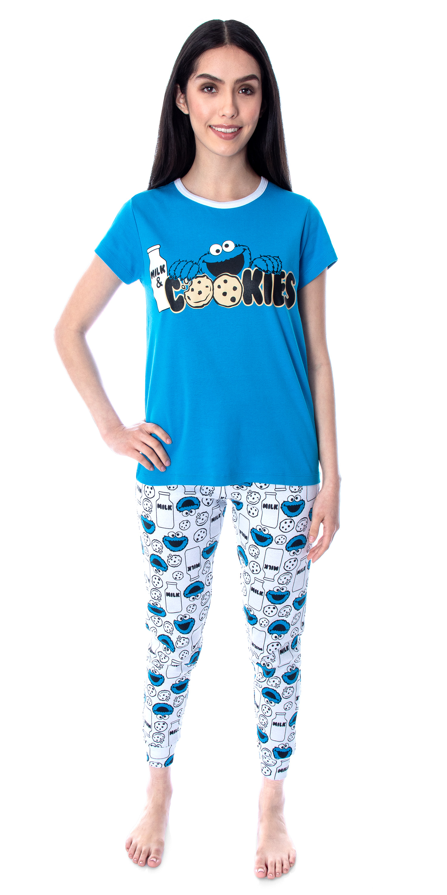 Seven Times Six Sesame Street Cookie Monster Pajamas Mommy and Me Matching Pajama Set - Women's, Kid's, and Toddlers Sizes
