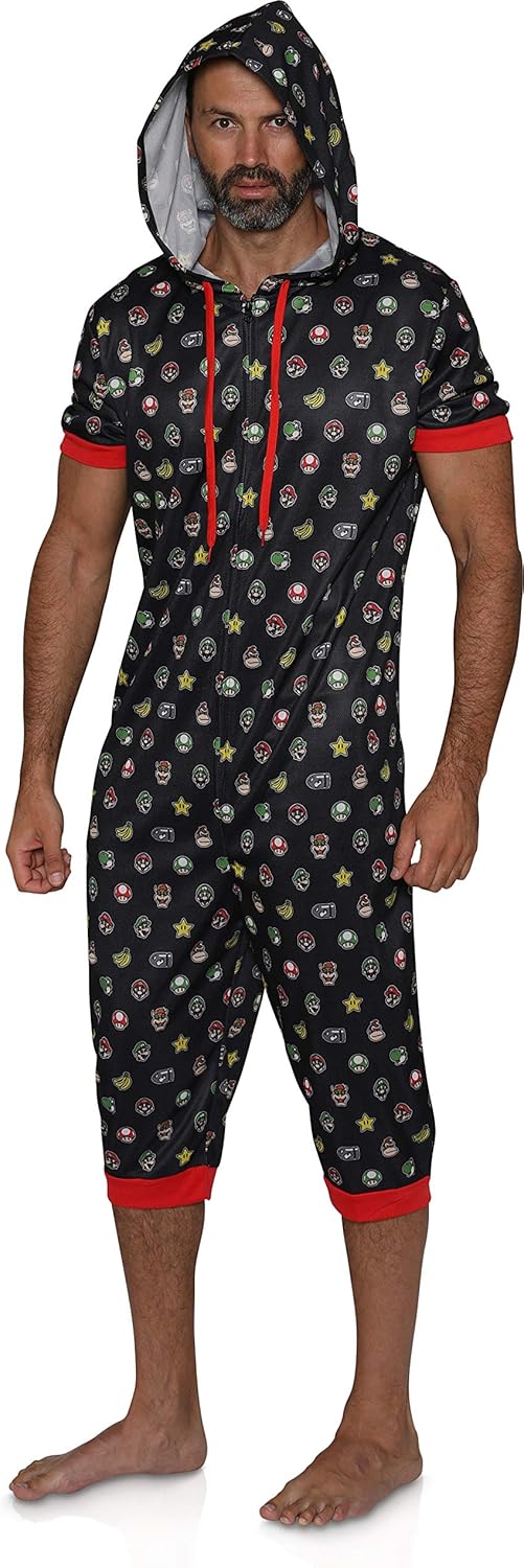 Nintendo Men S Super Mario Power Ups Cropped Leg One Piece Pajama