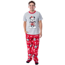 MJC International Group, LLC Disney Mickey Mouse Men's Santa Mickey 3 Piece Pajama Sleep Set Shirt Pants and Socks