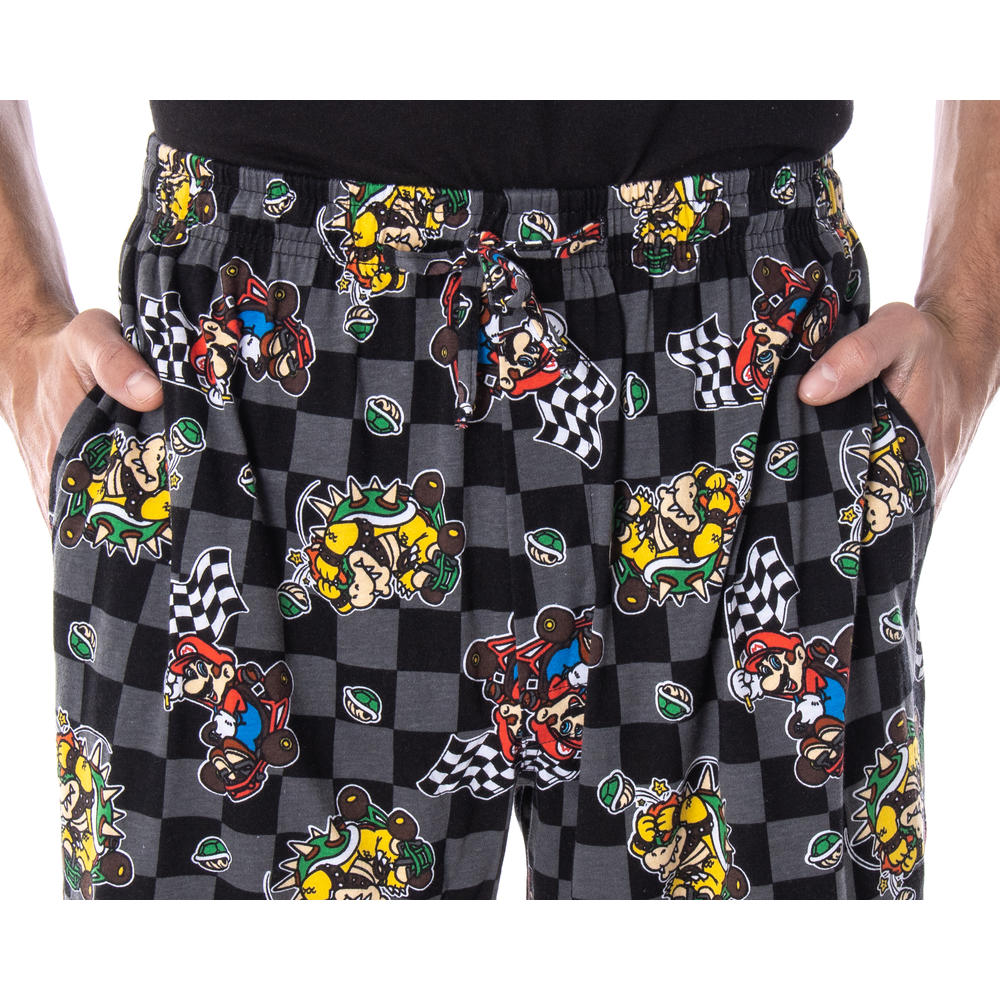 Seven Times Six Nintendo Men's Mario Kart Checkered Flag Race Soft Touch Cotton Pajama Pants