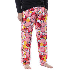 Bioworld Nintendo Kirby Video Game Men's Allover Character Pattern Adult Lounge Sleep Pajama Pants