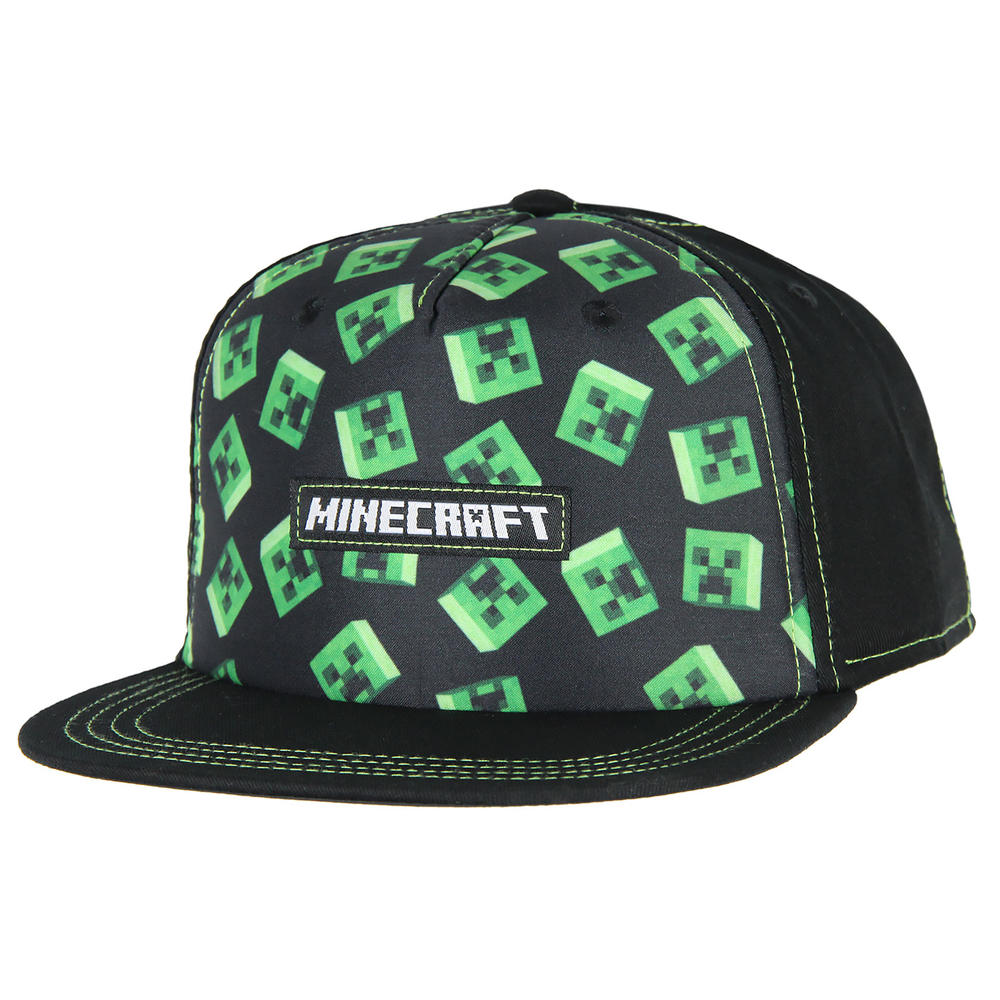 Bioworld Minecraft Floating Creeper Head Design Flat Bill Youth Snapback OSFM Hat