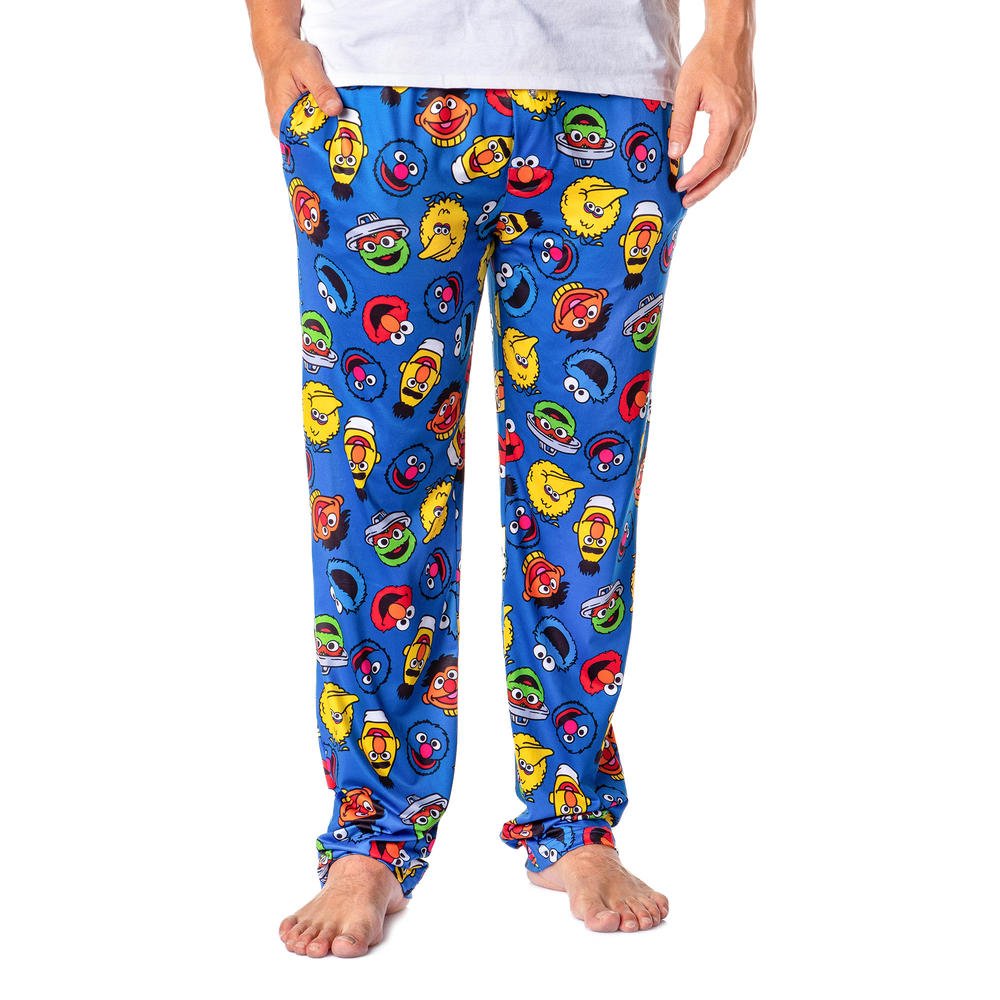 Bioworld Sesame Street Men's Allover Character Head Adult Lounge Pajama Pants