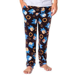 Bioworld Sonic The Hedgehog Men's Allover Character And Rings Video Game Lounge Pajama Pants
