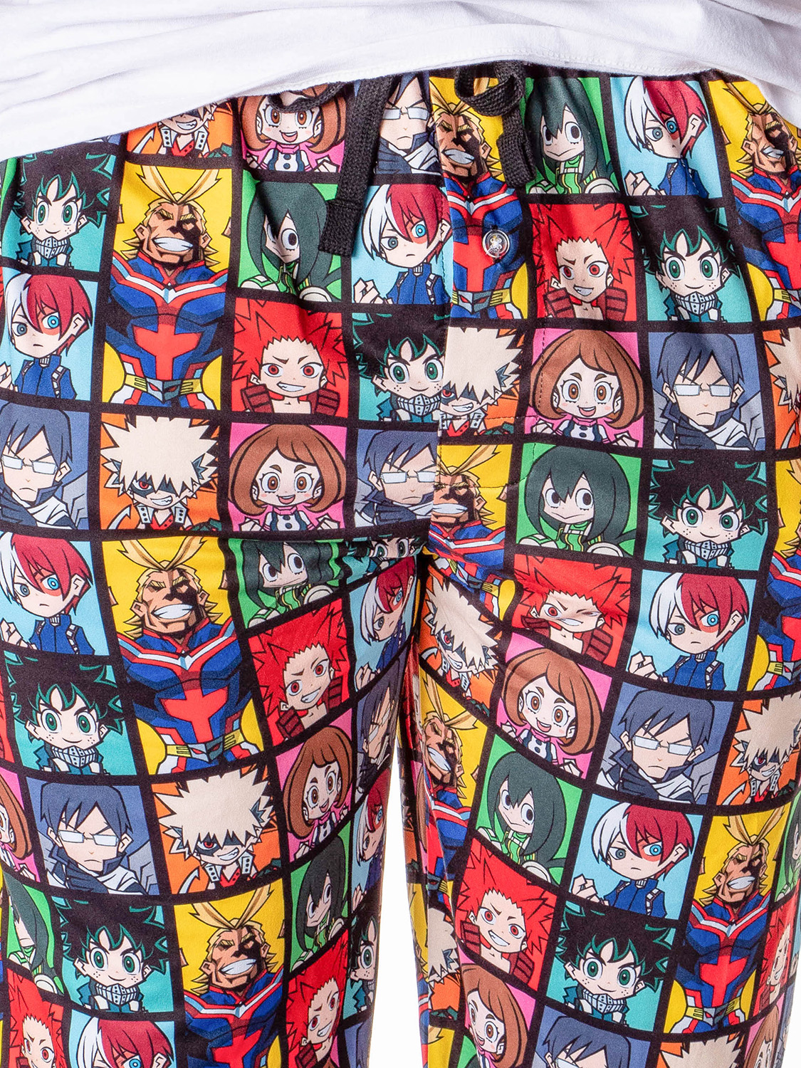 Bioworld My Hero Academia Men's All Might And Students Allover Character Grid Loungewear Pajama Pants