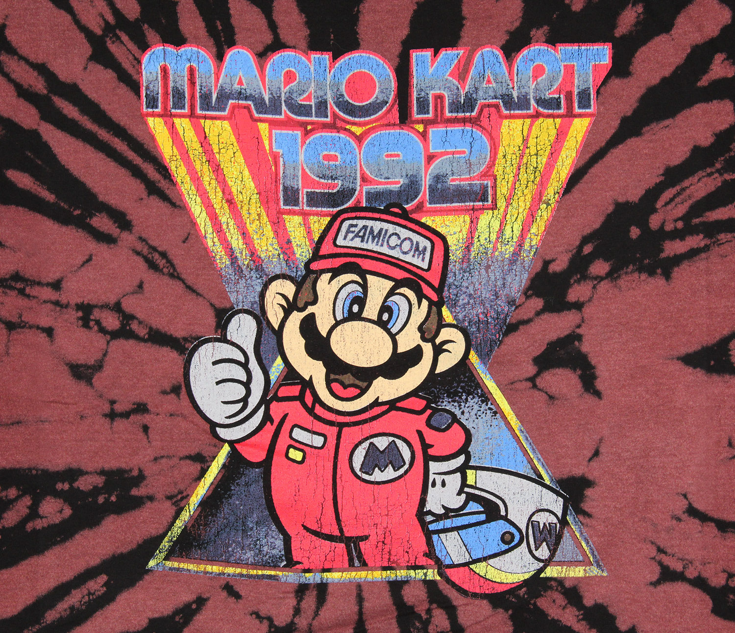 Seven Times Six Super Mario Men's Distressed Mario Kart Racing 1992 Tie Dye T-Shirt