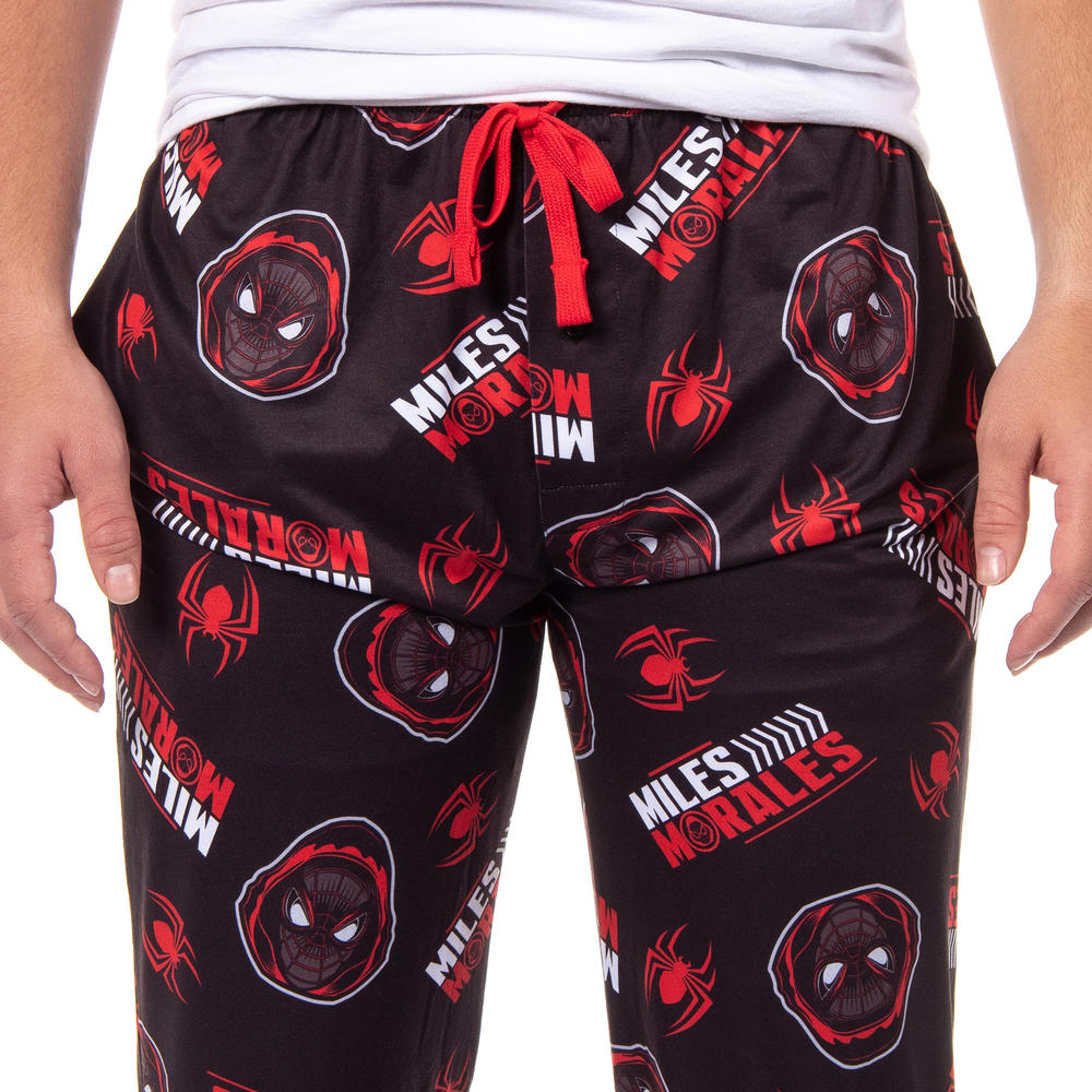 Bioworld Marvel Spiderman Miles Morales Pajamas Men's Allover Pattern Adult Sleep Bottoms Pajama Pants