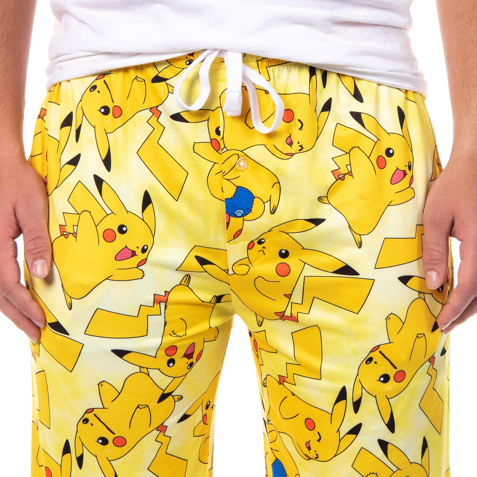 Bioworld Pokémon Men's Pikachu Allover Character Subtle Tie Dye Adult Sleep Bottoms Pajama Pants