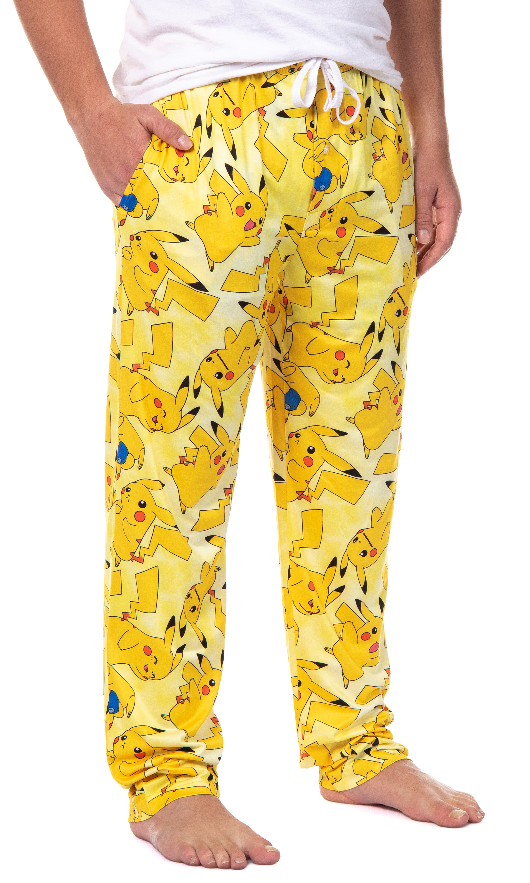 Bioworld Pokémon Men's Pikachu Allover Character Subtle Tie Dye Adult Sleep Bottoms Pajama Pants