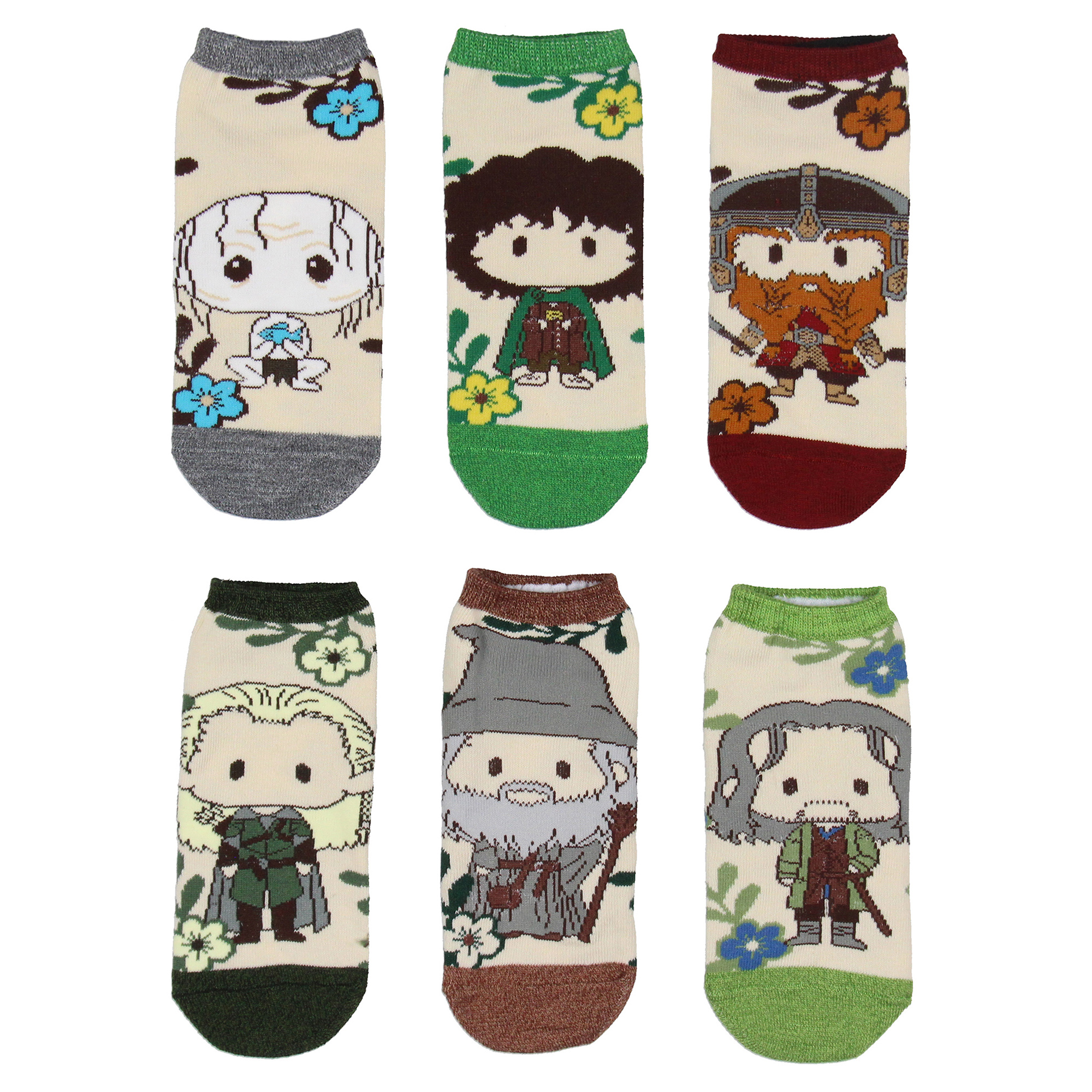 Bioworld The Lord Of The Rings Socks Adult Character Earth Tones Low Cut Now Show Mix And Match Ankle Socks 6 Pairs