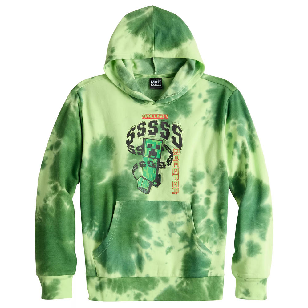 Seven Times Six Minecraft Boys' SSSS Exploding Creeper Warning Noise Tie-Dye Hoodie