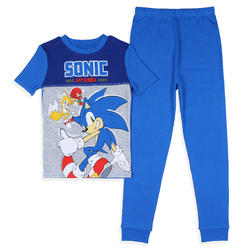 Komar Kids Sonic The Hedgehog Let's Roll Video Game Kids Shirt And Pants Cotton Pajama Set