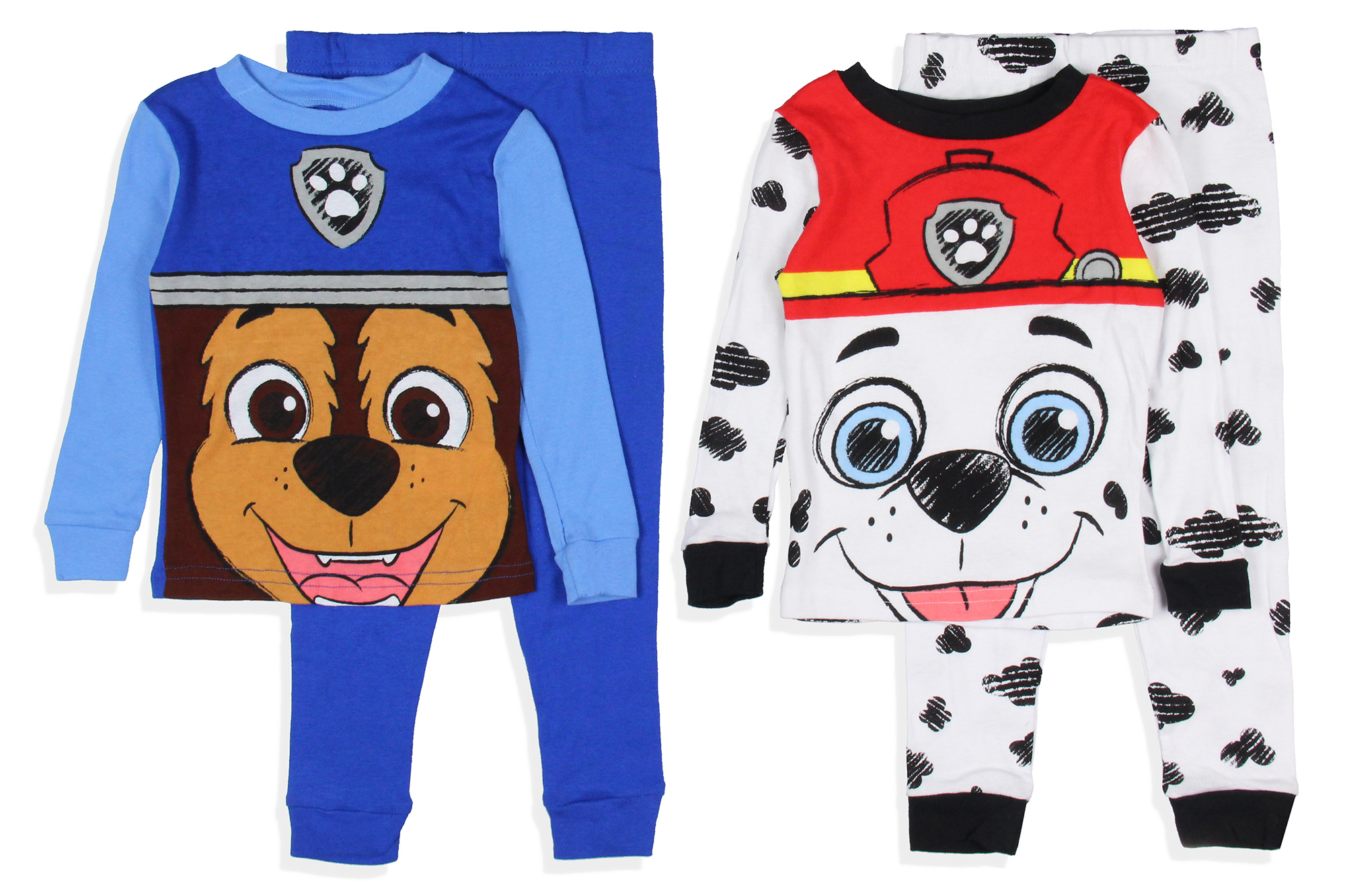 Nickelodeon Paw Patrol Toddler Boys' Chase and Marshall 4 Piece Long Sleeve Pajama Set