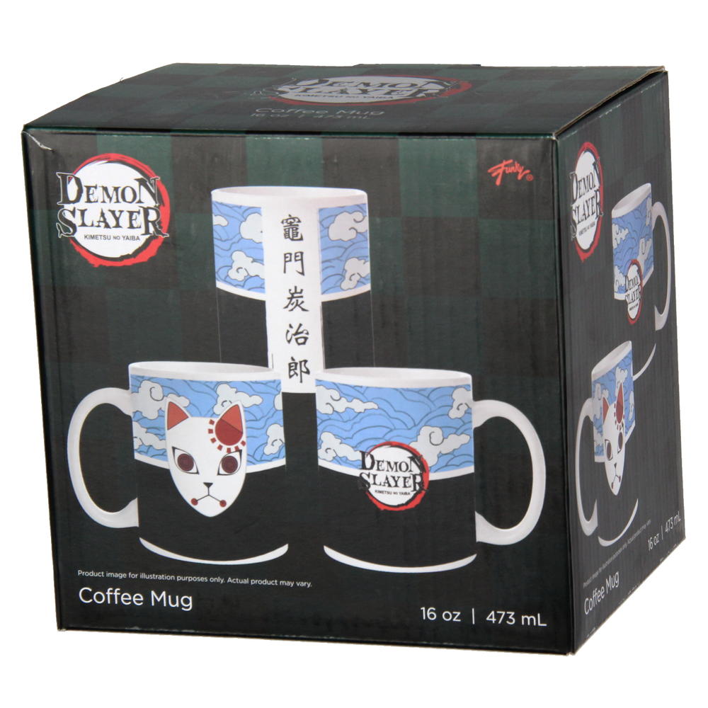 Just Funky Demon Slayer Manga Anime Kitsune Fox Mask 16 OZ. Ceramic ...