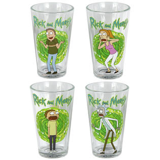 Just Funky Adult Swim Rick and Morty 16 oz Drinking Glasses Set of 4