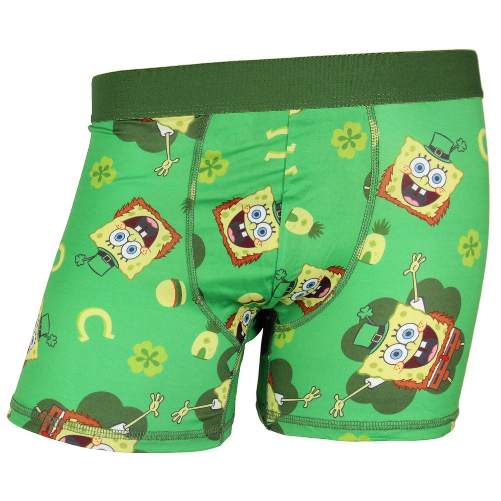 Bioworld Nickelodeon SpongeBob SquarePants Men's St. Patrick's Day AOP Design Boxer Shorts 2PC Set