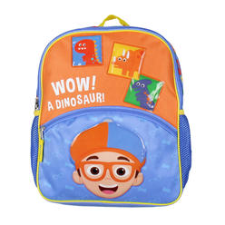 ACCESSORY INNOVATIONS Blippi Backpack Wow! A Dinosaur 14" Kids School Travel Backpack Bag For Toys w/ Raised Character Designs