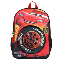 Bioworld Disney Cars Lightning McQueen Backpack 3D Tire Pocket Travel School Backpack