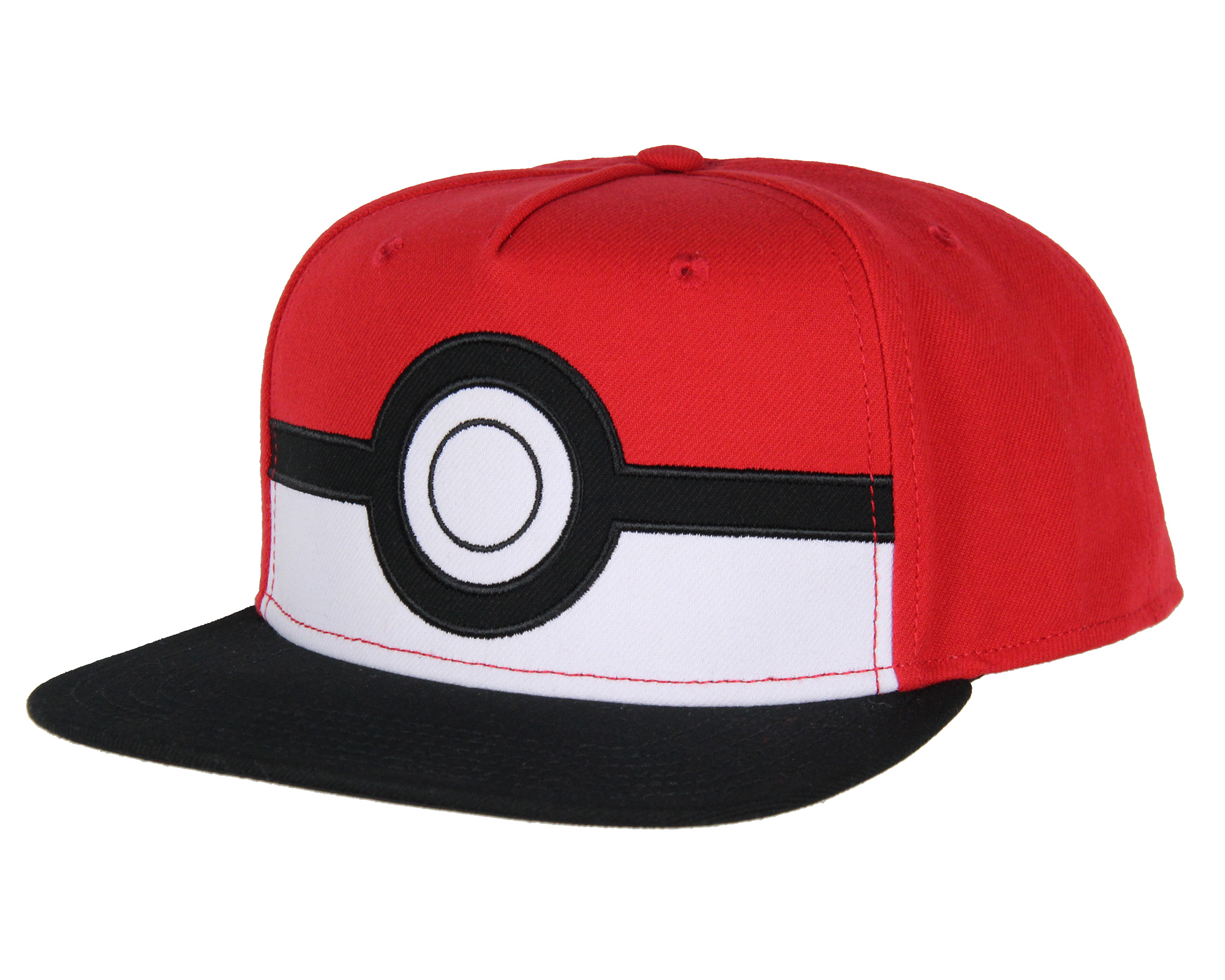 Bioworld Pokemon Men's Poke Ball Embroidered Logo Flatbill Adjustable Snapback Adult Hat