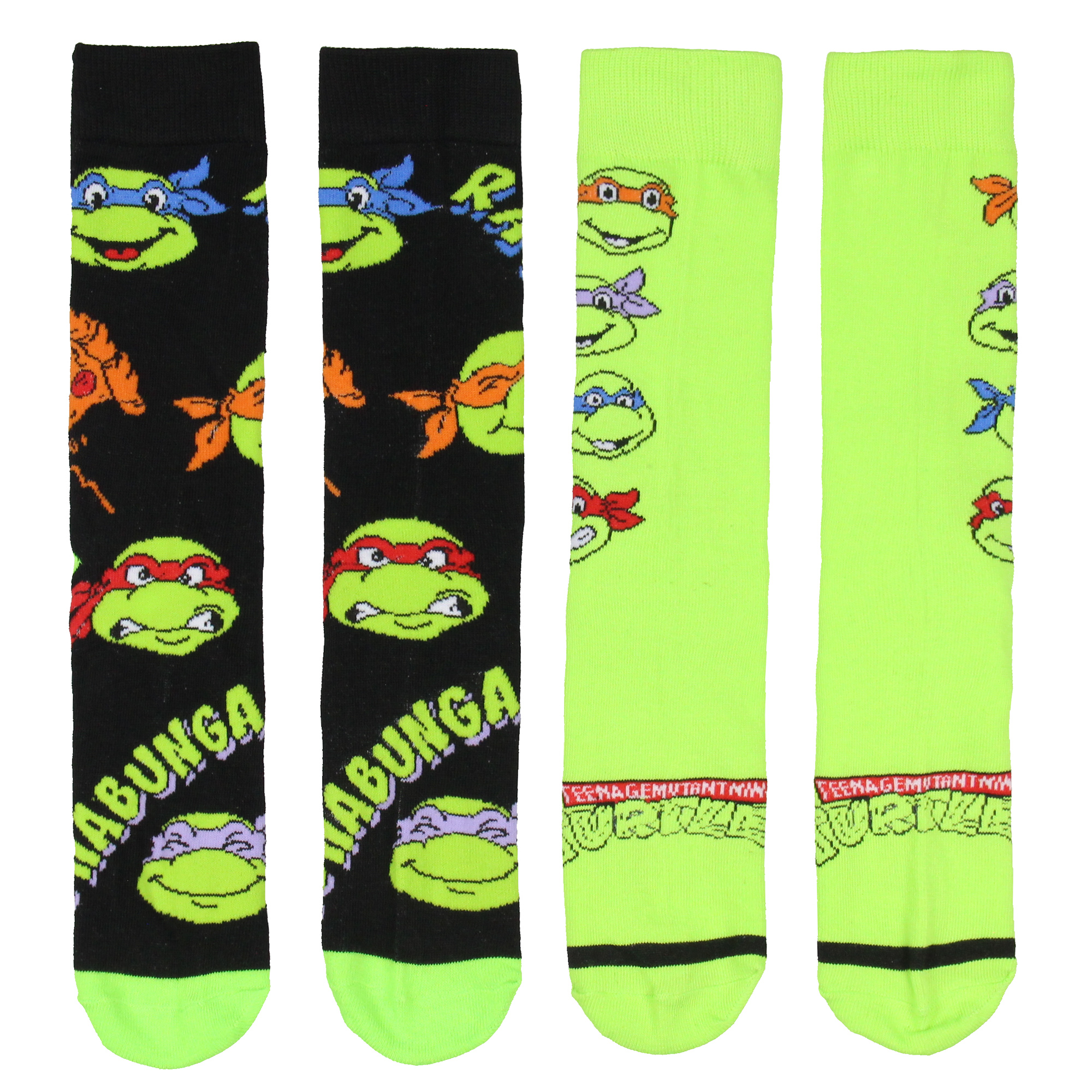 Bioworld Teenage Mutant Ninja Turtles Socks, TMNT Classic Cartoon Crew Socks For Men Women 2 Pair
