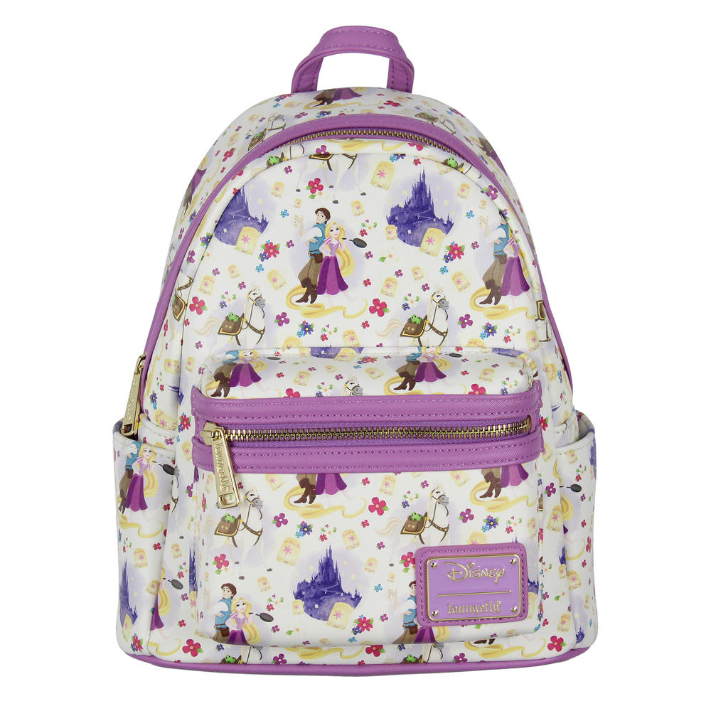 Loungefly Disney Tangled Rapunzel Flynn Ryder And Maximus All-Over Print Cute Mini Backpack