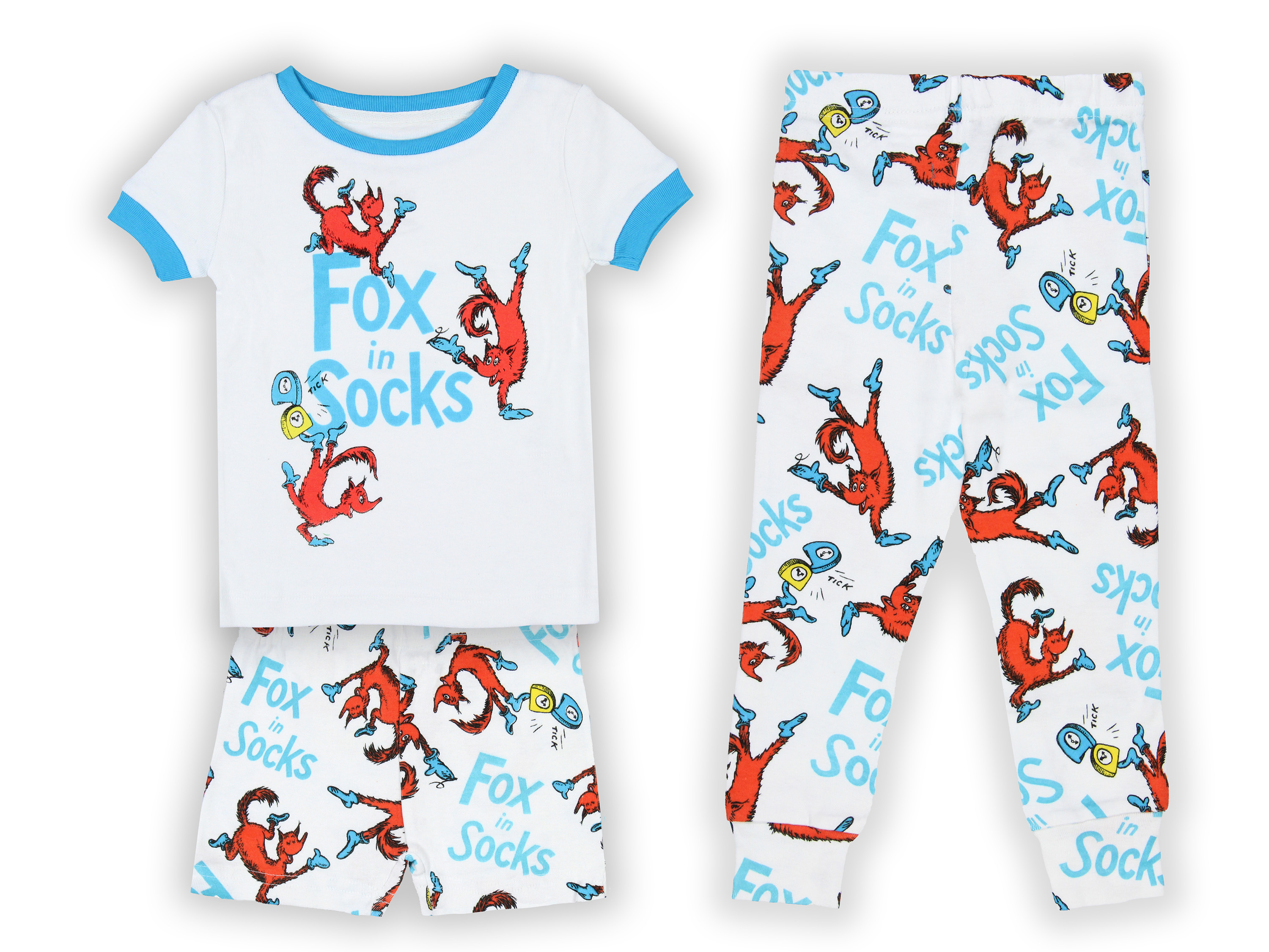 Seven Times Six Dr. Seuss Books Toddler Kids 3 Piece Pajama Set For Boys or Girls Loungewear