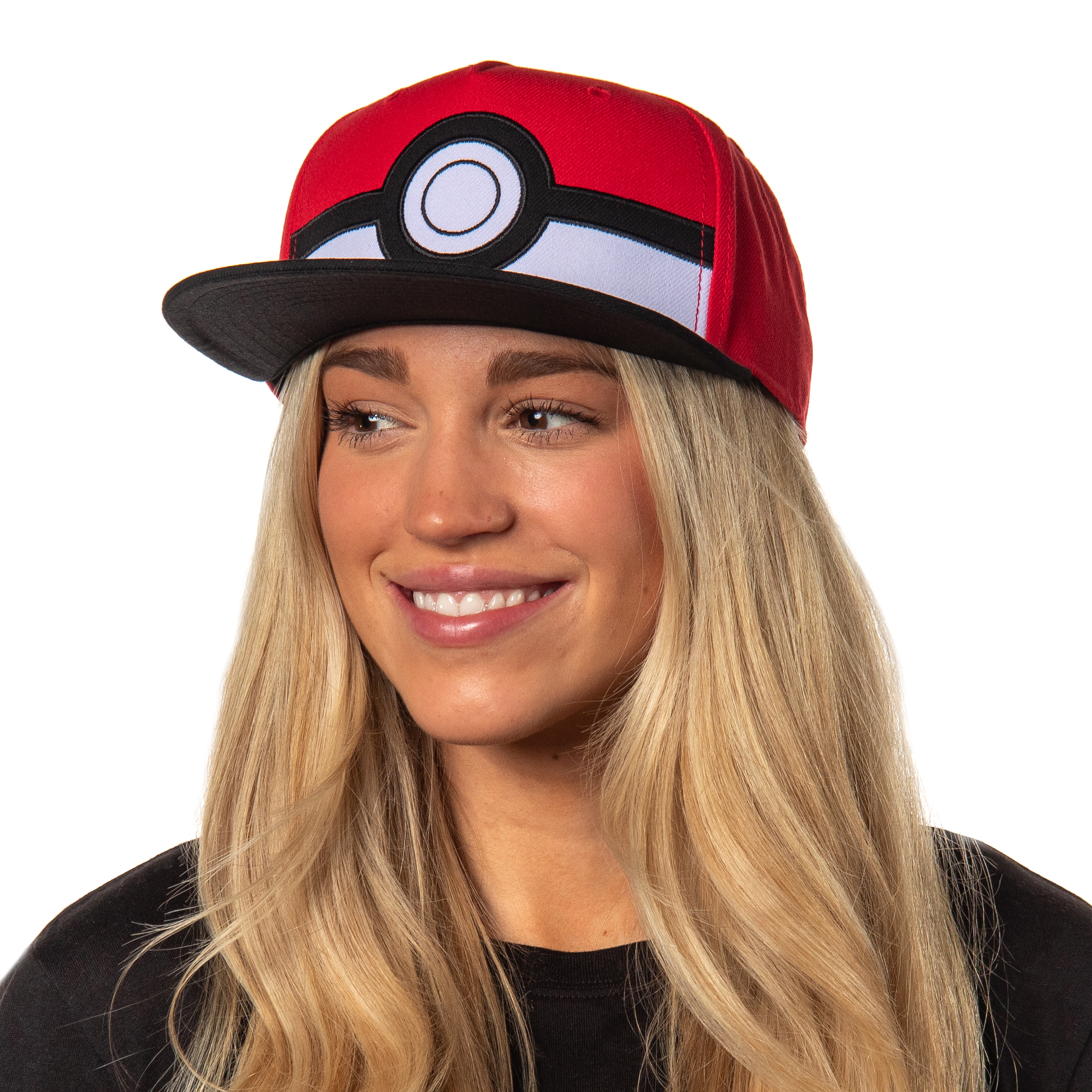 Bioworld Pokemon Men's Poke Ball Embroidered Logo Flatbill Adjustable Snapback Adult Hat