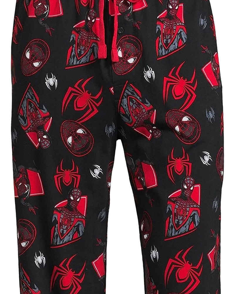Bioworld Marvel Spider-Man Men's Miles Morales Mask Allover Print Adult Sleep Bottoms Pajama Pants