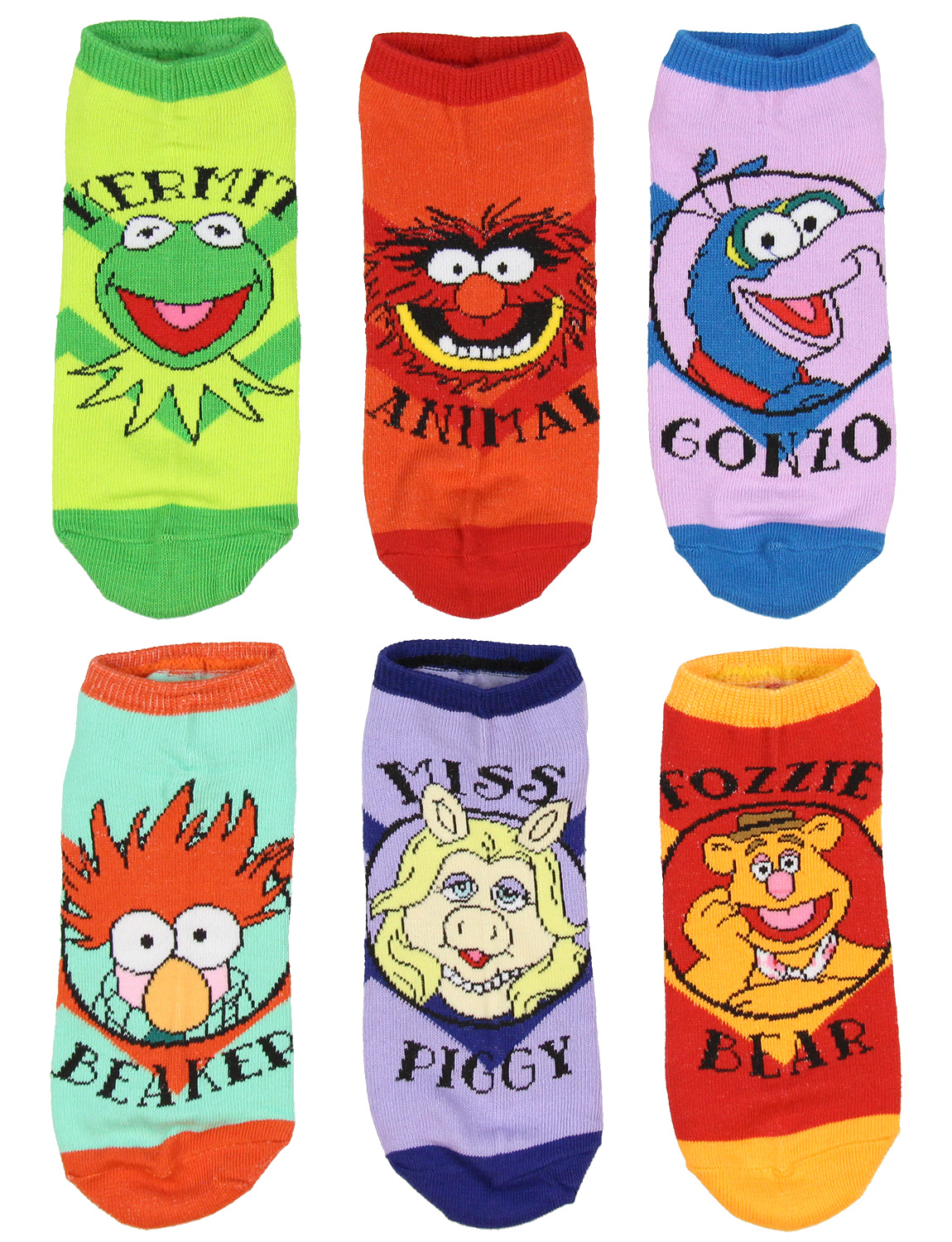The Muppets Disney The Muppets Socks Adult Kermit Animal Miss Piggy Beaker Fozzie Gonzo 6 Pack No Show Ankle Socks