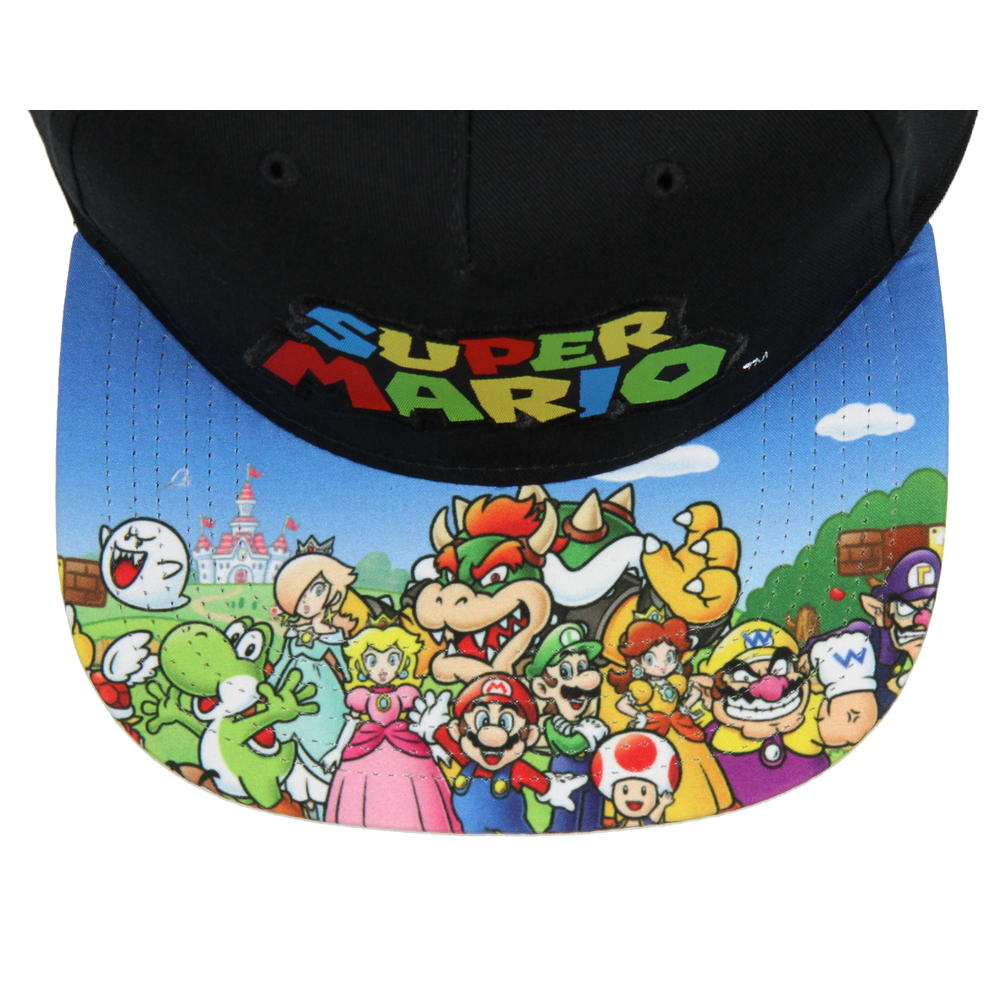 Nintendo Super Mario Youth Embroidered Character Group Boys Adjustable Snapback Hat Baseball Cap
