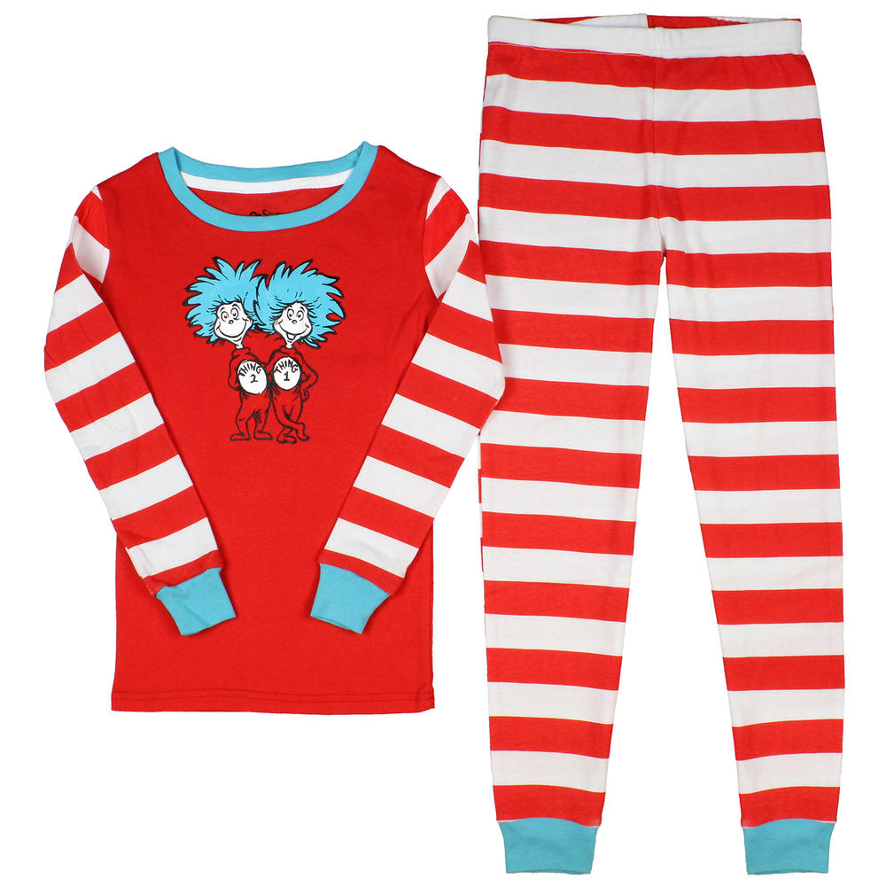Dr Seuss Big Boys Cat In The Hat Thing 1 Thing 2 Tight Fit Pajamas