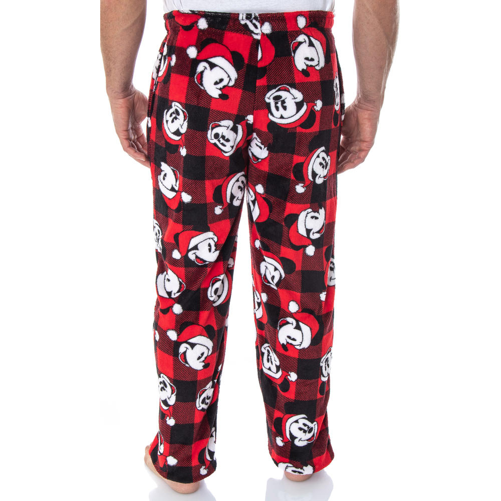 Seven Times Six Disney Mickey Mouse Men's Plaid Minky Plush Fleece Pajama Pants