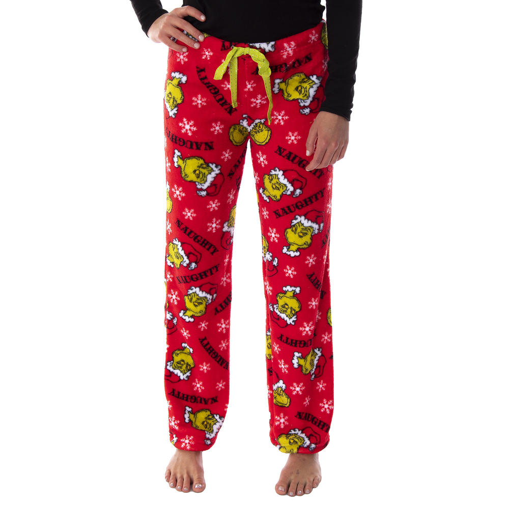 Seven Times Six Dr. Seuss Juniors The Grinch Naughty Soft Touch Fleece Plush Pajama Pants